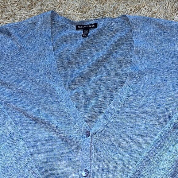 Eileen Fisher Womens Oversized Linen Cardigan  Open Knit V Neck Button Down XS - Picture 11 of 12